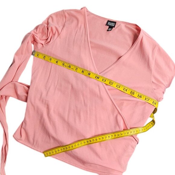 Eileen Fisher Womens V-Neck Wrap Top, Cotton, Pink, Tie Side, Size Small - Picture 4 of 8